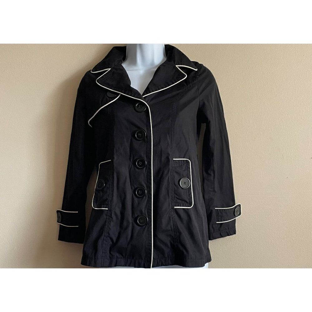 ‎Joujou black military style flat collar jacket